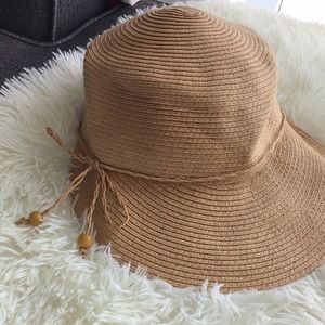 August Hat Company Straw Cap Gold Thread Stitching Preowned